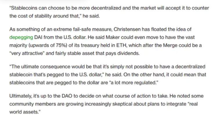 MakerDAO 的「去中心化」决心：DAI脱锚USD，最终成为世界货币