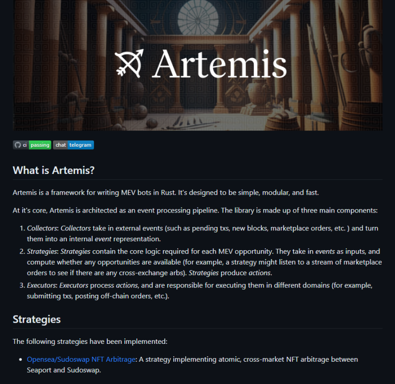 Artemis:Paradigm出品,开源的MEV Bot框架