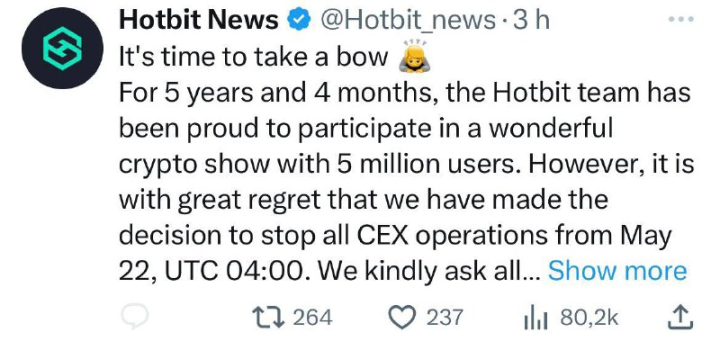 Hotbit突然关闭,寿命仅5年,中心化加密交易所出路难觅