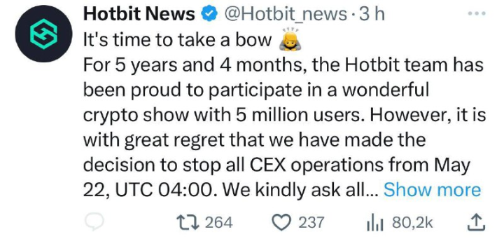 Hotbit突然关闭，寿命仅5年，中心化加密交易所出路难觅