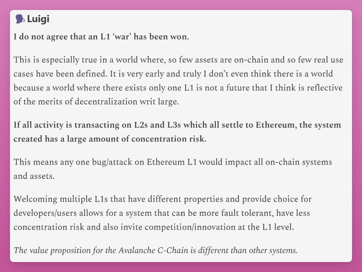Avalanche DeFi负责人：在L2时代，L1的角色是什么？