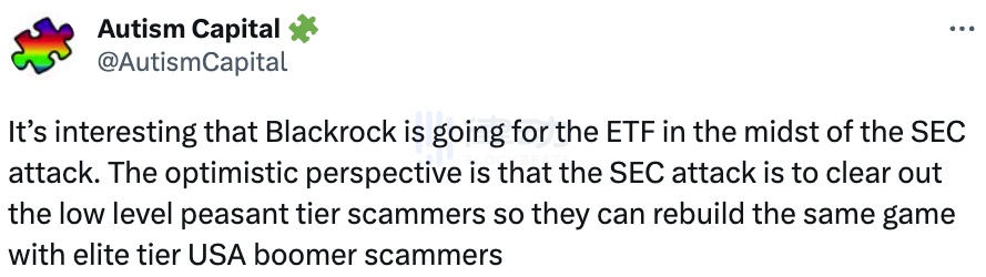 贝莱德高压监管下申请比特币ETF,为何加密社区却普遍唱衰?