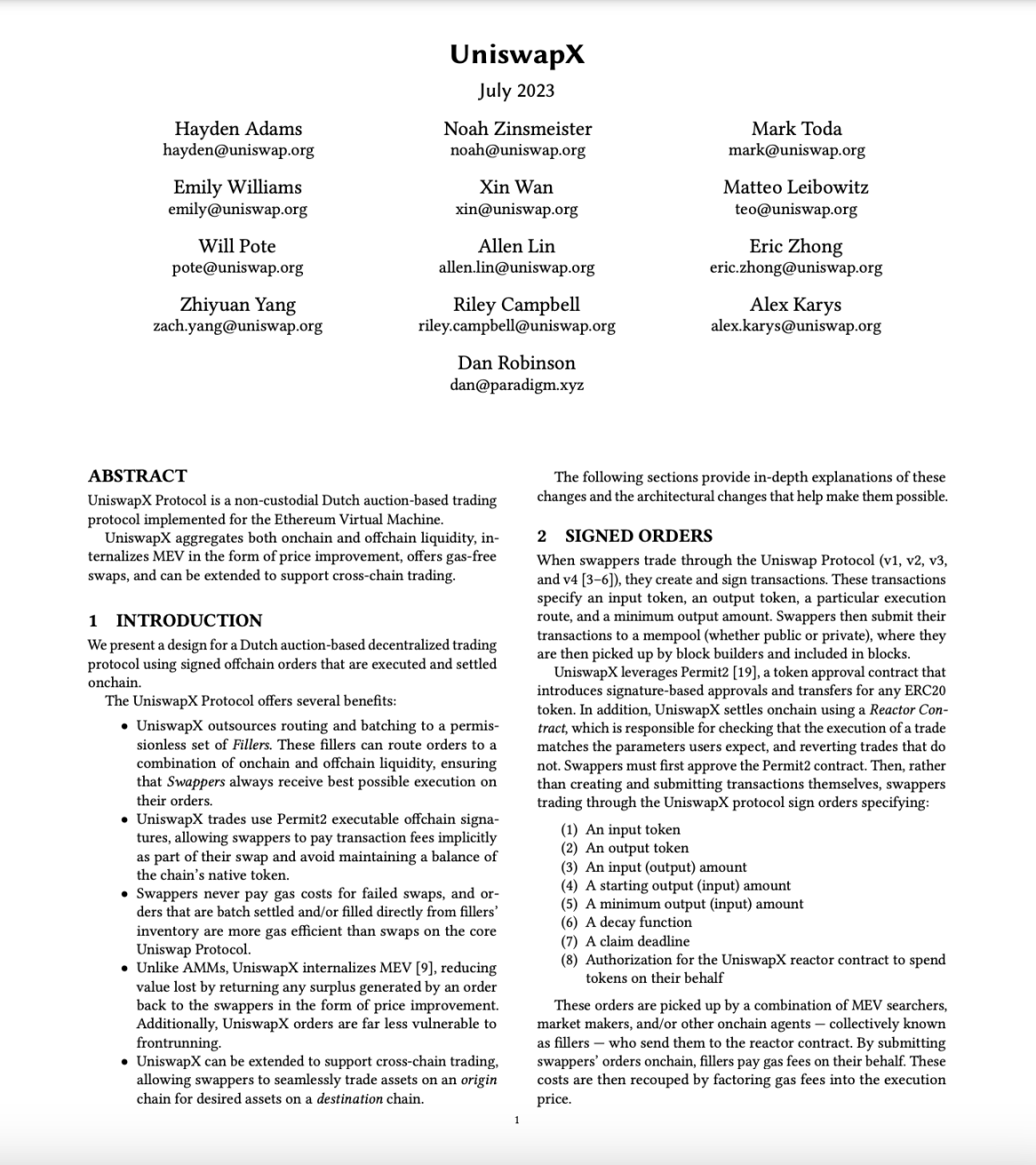 Paradigm合伙人：UniswapX将改变DEX、MEV和互操作性游戏规则