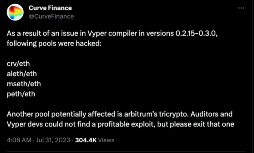 CertiK:Vyper漏洞导致5200万美元损失,详细拆解事件过程