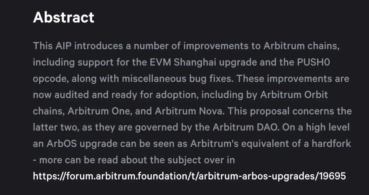 Arbitrum要「硬分叉」？ArbOS V11提案已获得超99%投票支持