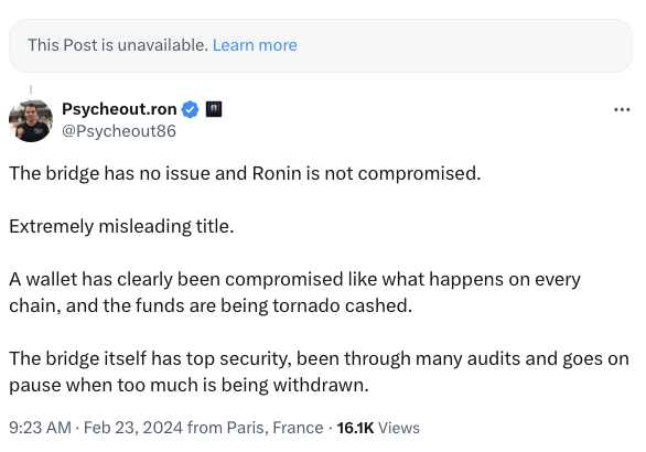 联创被盗近千万美元,Ronin网络再闹「安全乌龙」