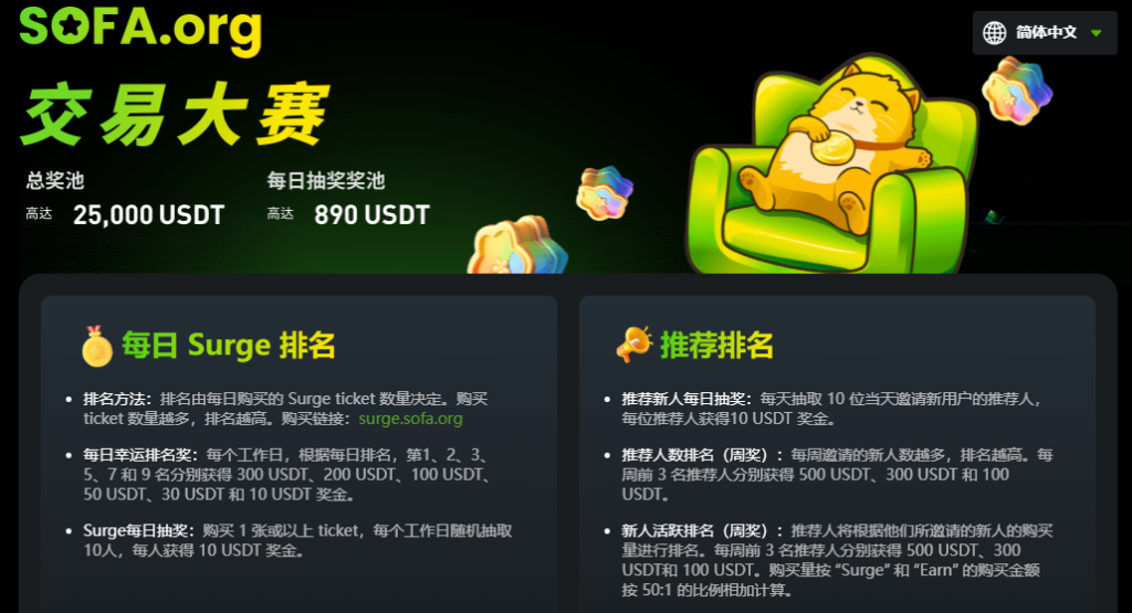 Sofa交易大赛开幕，每周都有奖励拿