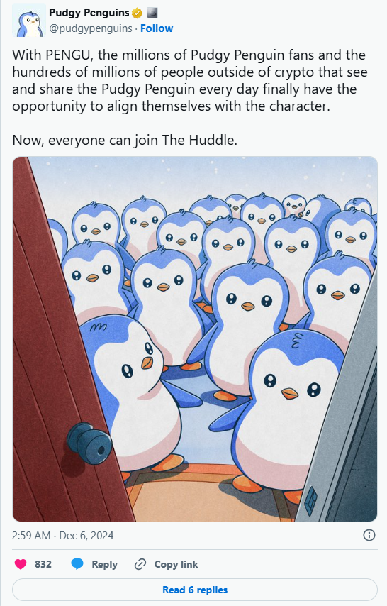 Pudgy Penguins NFT一个月超过无聊猿，一文速览什么是PENGU代币